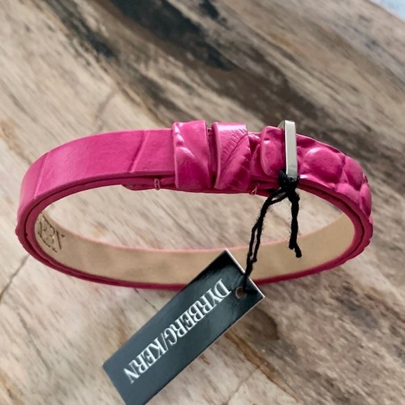 Dyrberg/Kern Kagami Reptile pattern hot pink leather bracelet - Picture 2 of 5